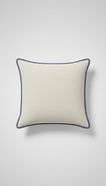 Linen Pillow Cover with Blue Accent Piping