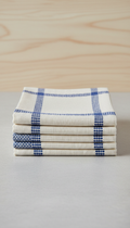 Linen Napkin Set with Blue Stitching
