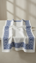 Linen Tablecloth with Delft Blue Border