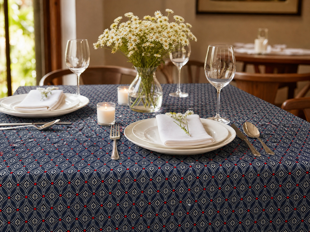 Indigo Floral Tablecloth